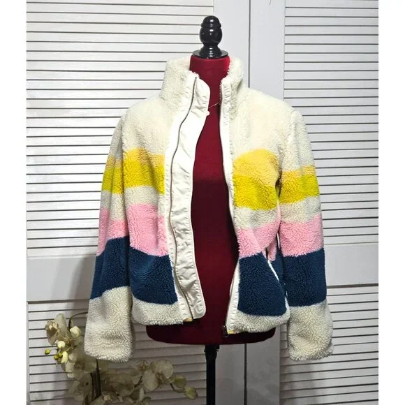 Faherty Women's Multicolor Sun and Wave Faux Sherpa Full Zip Size Xsmall 2980 - Picture 3 of 16